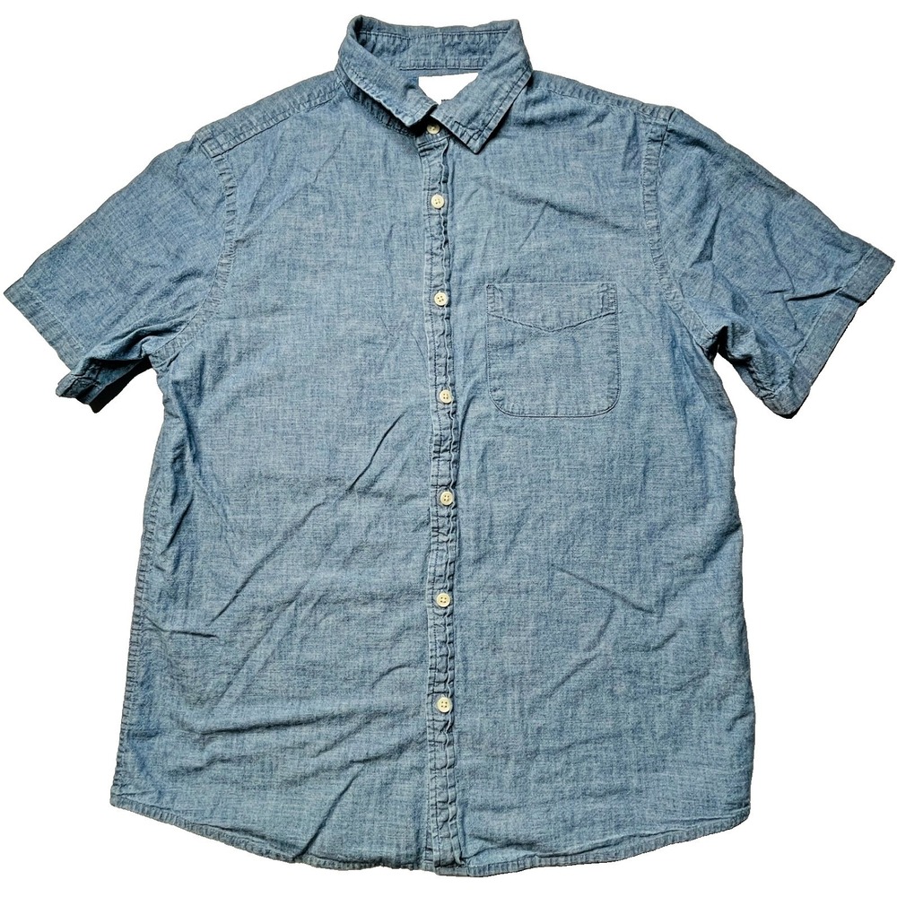 Old Navy Chambray Shirt Mens Everyday Regular Fit Light Wash Denim Casual MEDIUM